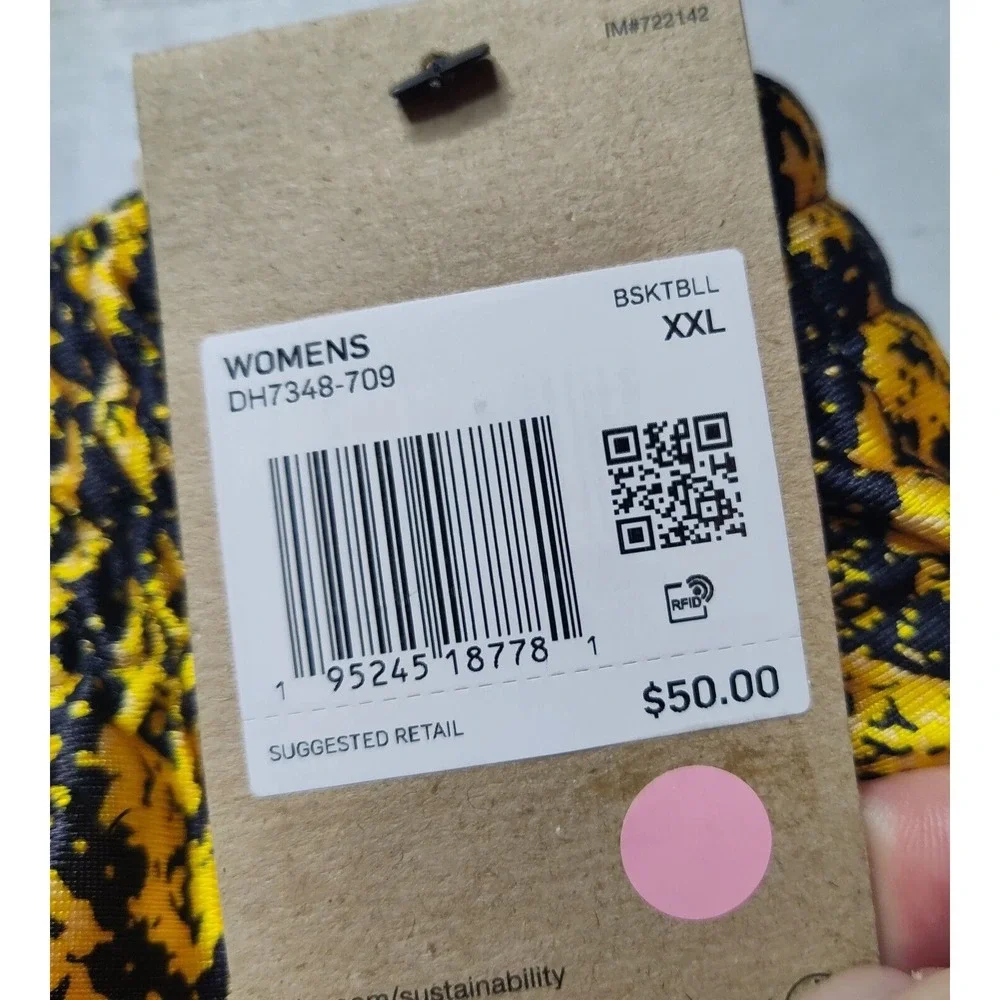 NIKE FLY Women 2XL Vivid Sulfur DRI-FIT Loose Snake Print Basketball Shorts NEW‎